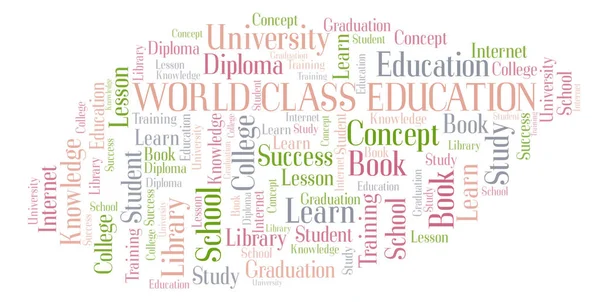 Educação Classe Mundial Nuvem Palavras Wordcloud Feita Apenas Com Texto — Fotografia de Stock