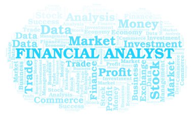 Finansal analist kelime bulutu, yalnızca metin ile yapılan wordcloud.