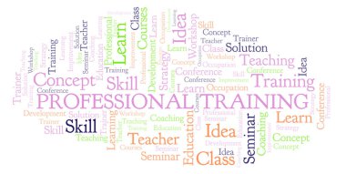 Profesyonel eğitim kelime bulutu. Yalnızca metin ile yapılan Wordcloud.