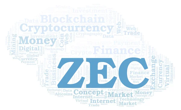 Zec Zcash Cryptocurrency Munt Word Cloud Word Cloud Gemaakt Met — Stockfoto