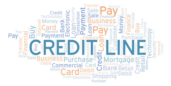 Linea Credito Parola Nube Wordcloud Realizzato Solo Con Testo — Foto Stock