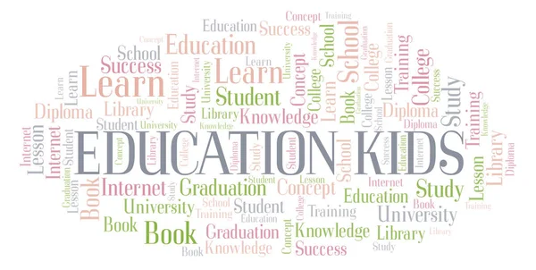 Educazione Bambini Word Cloud Wordcloud Realizzato Solo Con Testo — Foto Stock