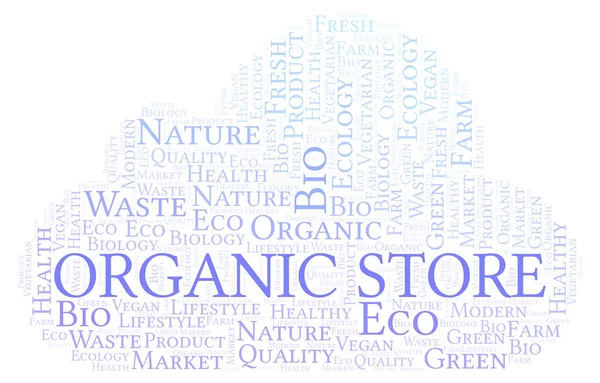 Organic Store Nuvem Palavras Wordcloud Feita Apenas Com Texto — Fotografia de Stock