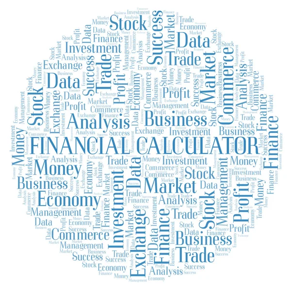 Calculadora Financeira Nuvem Palavras Wordcloud Feita Apenas Com Texto — Fotografia de Stock
