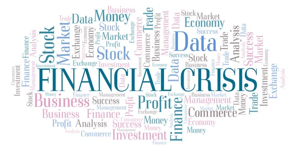 Crise Financeira Nuvem Palavras Wordcloud Feita Apenas Com Texto — Fotografia de Stock