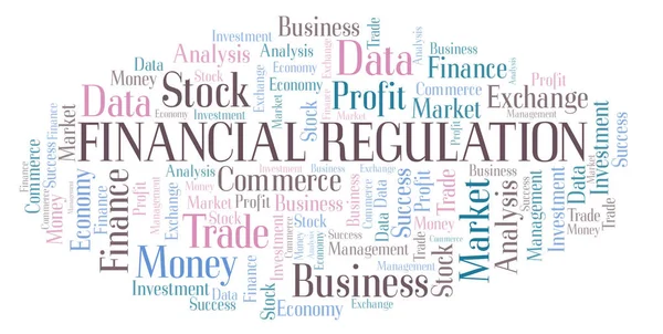 金融規制の単語の雲 テキストのみで作られた Wordcloud — ストック写真