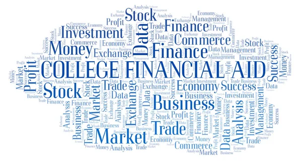 College Financiële Steun Word Cloud Wordcloud Gemaakt Met Alleen Tekst — Stockfoto