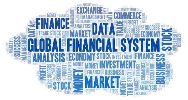 Global Financial System Nuvem Palavras Wordcloud Feita Apenas Com Texto — Fotografia de Stock