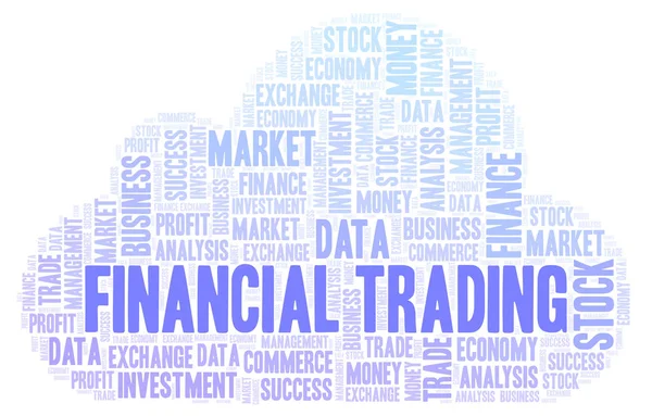 Pénzügyi Kereskedelmi Szó Felhő Wordcloud Készült Csak Szöveg — Stock Fotó