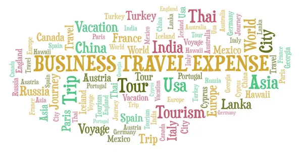 Business Travel Expense Word Cloud Inglés Wordcloud Hecho Solo Con — Foto de Stock