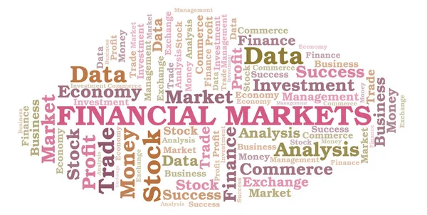 Finansal Piyasalar Kelime Bulutu Yalnızca Metin Ile Yapılan Wordcloud — Stok fotoğraf