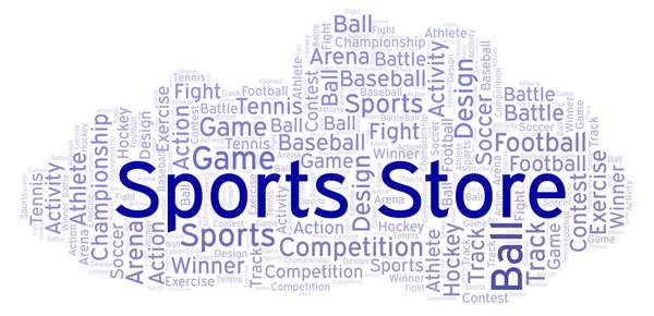 Sports Store Nuvem Palavras Feito Apenas Com Texto — Fotografia de Stock
