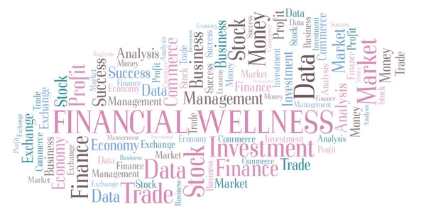 Financial Wellness Word Cloud Wordcloud Realizzato Solo Con Testo — Foto Stock