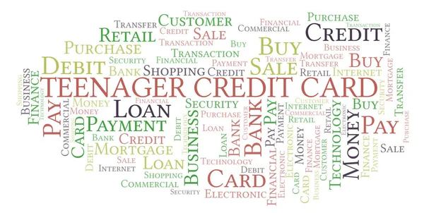 Teenager Credit Card Word Cloud Wordcloud Made Text Only — Stock Photo, Image