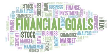 Finansal hedefleri kelime bulutu, yalnızca metin ile yapılan wordcloud.