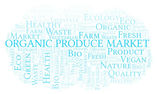 Organic Produce Market Word Cloud Wordcloud Made Text Only — Stock Photo, Image
