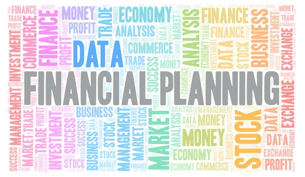 Pianificazione Finanziaria Parola Cloud Wordcloud Fatta Solo Con Testo — Foto Stock