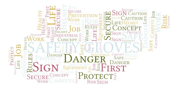 Safety Gloves word cloud. Word cloud made with text only.