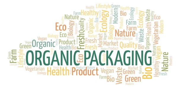 Organic Packaging Word Cloud Wordcloud Hecho Solo Con Texto — Foto de Stock