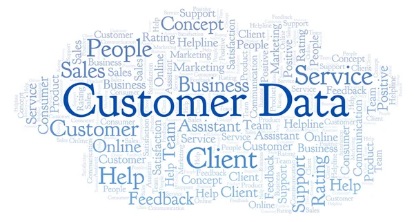 Customer Data word cloud. Made with text only.