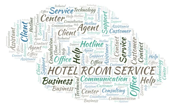 ホテルのルーム サービスの単語の雲 テキストのみで作られた Wordcloud — ストック写真