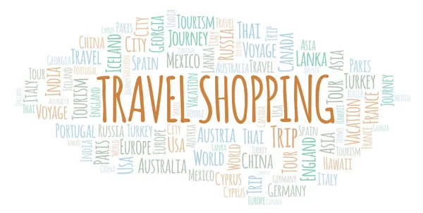 Reizen Shopping Word Cloud Wordcloud Gemaakt Met Alleen Tekst — Stockfoto