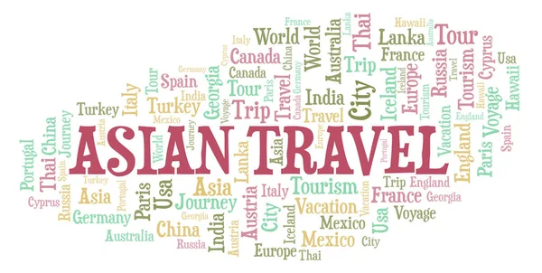 Азіатських Туристичних Слово Хмара Wordcloud Зроблені Лише Текст — стокове фото