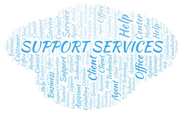 サポート サービスは クラウドを単語します テキストのみで作られた Wordcloud — ストック写真