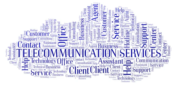 Telecommunication Services word cloud. Wordcloud made with text only.