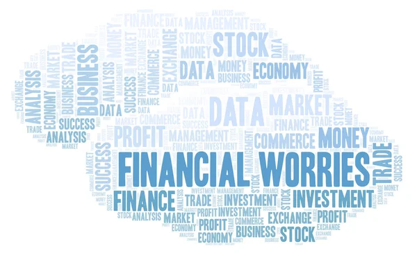 Preoccupazioni Finanziarie Word Cloud Wordcloud Fatta Solo Con Testo — Foto Stock