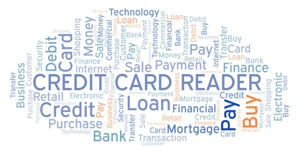 Credit Card Reader Word Cloud Wordcloud Gemaakt Met Alleen Tekst — Stockfoto