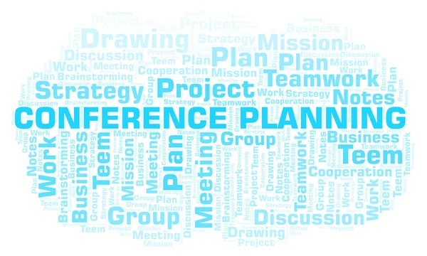 Konferans Planlaması Kelime Bulutu Yalnızca Metin Ile Yapılan Wordcloud — Stok fotoğraf