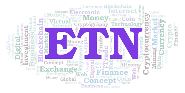 Etn Electroneum Cryptocurrency Munt Word Cloud Word Cloud Gemaakt Met — Stockfoto