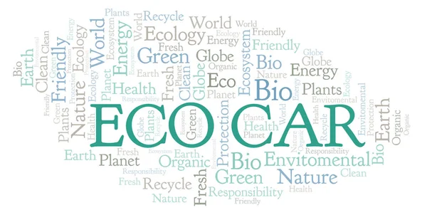 Eco Car Slovo Mrak Wordcloud Pouze Text — Stock fotografie