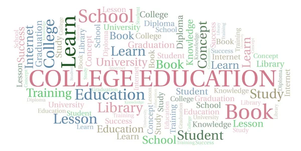 College Istruzione Parola Nube Wordcloud Fatta Con Solo Testo — Foto Stock