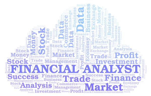 Analista Financeiro Nuvem Palavras Wordcloud Feita Apenas Com Texto — Fotografia de Stock