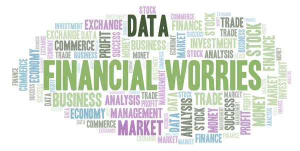 Preocupaciones Financieras Word Cloud Wordcloud Hecho Solo Con Texto —  Fotos de Stock