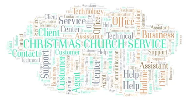 Christmas Church Service word cloud. Wordcloud made with text only.