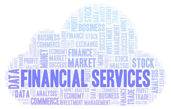 Financiële Diensten Woord Wolk Wordcloud Gemaakt Met Alleen Tekst — Stockfoto