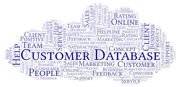 Customer Database word cloud. Made with text only.