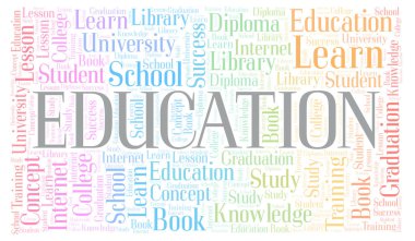 Eğitim kelime bulutu, yalnızca metin ile yapılan wordcloud.