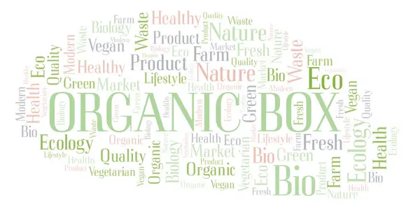 Organic Box Nube Palabras Wordcloud Hecho Solo Con Texto — Foto de Stock