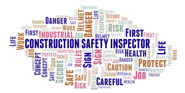 Construction Safety Inspector word cloud. Word cloud made with text only.