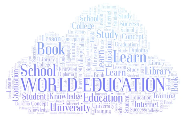 Dünya Eğitim Kelime Bulutu Yalnızca Metin Ile Yapılan Wordcloud — Stok fotoğraf