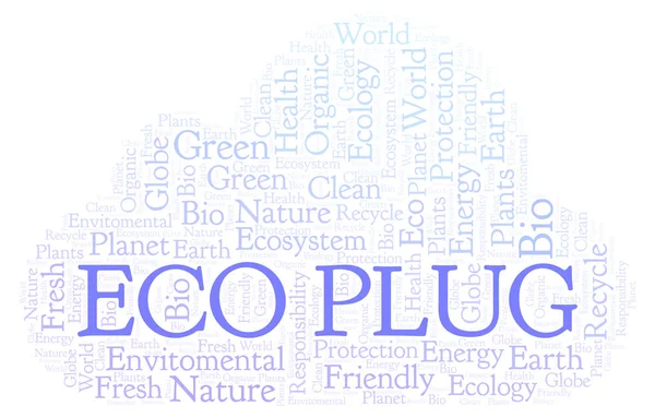 Eco Plug Word Cloud Wordcloud Gjorda Med Endast Text — Stockfoto