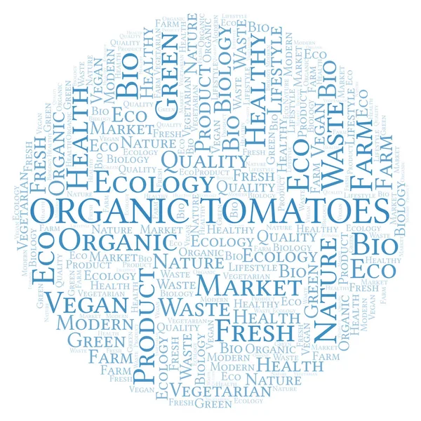 Tomates Orgânicos Nuvem Palavras Wordcloud Feita Apenas Com Texto — Fotografia de Stock