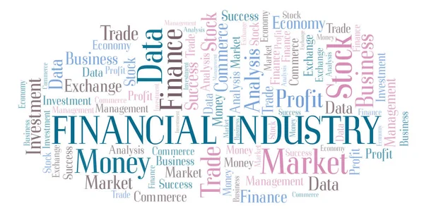 Indústria Financeira Nuvem Palavras Wordcloud Feita Apenas Com Texto — Fotografia de Stock