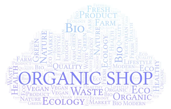 Organic Shop Nube Palabras Nube Palabras Hecha Solo Con Texto — Foto de Stock