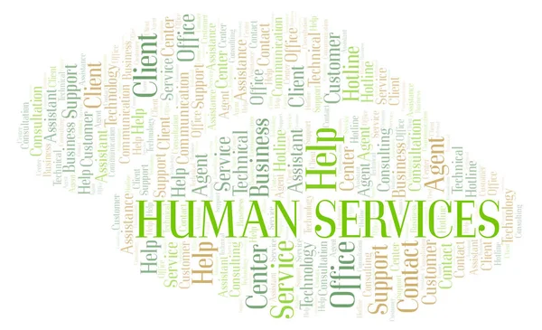 Servicios Humanos Palabra Nube Wordcloud Hecho Solo Con Texto —  Fotos de Stock