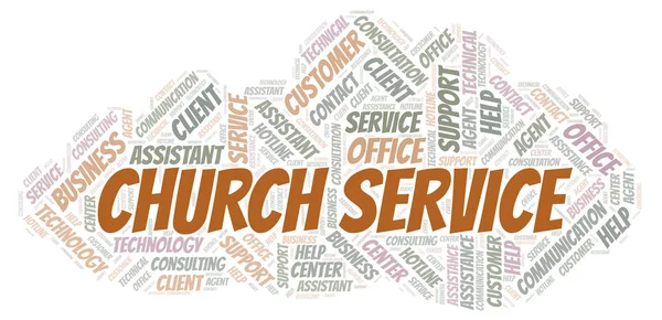 Church Service word cloud. Wordcloud made with text only.
